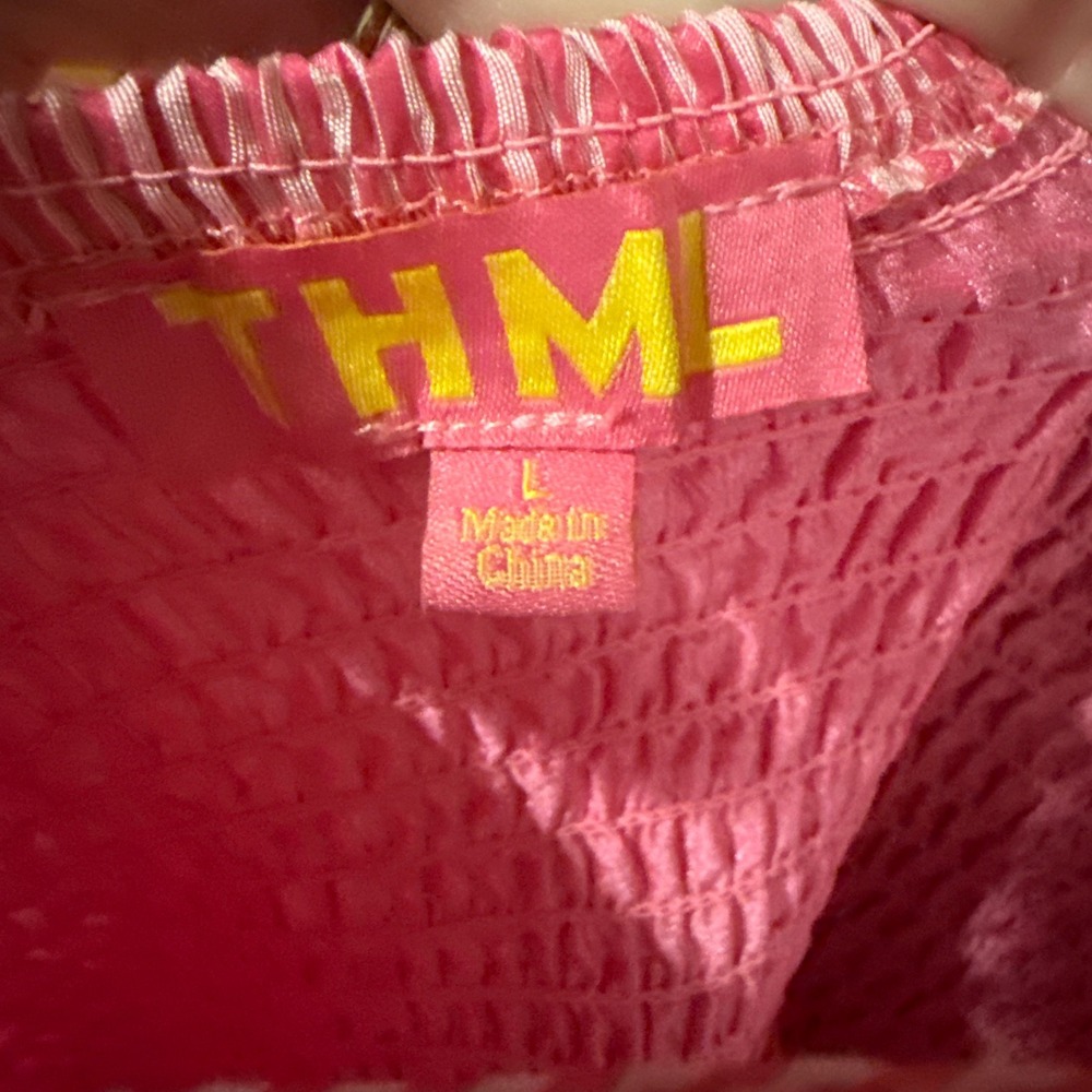 THML dress Large smocked pink white‎ stripe sleeveless layering girlhood beach - Picture 5 of 8